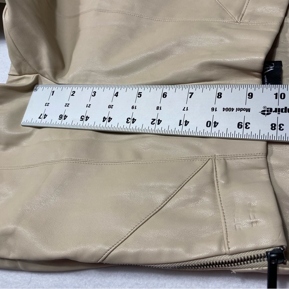 Zara Faux Leather Beige Skinny Side Zip Pants Size S #1450 - Picture 13 of 14
